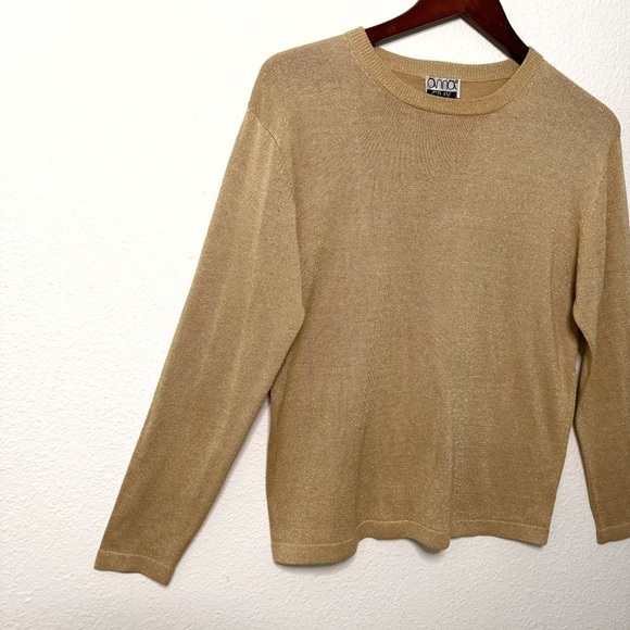 Anna Gray Vintage 1987 Women Silk Gold shimmering stretch sweatshirt size M - Picture 4 of 8
